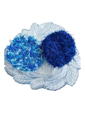 HAND CRAFTED Crochet Colorful Blue Polyester Kitchen or Bathroom Scrubbing Pads